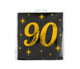 90 Jaar Servetten Zwart Goud 19cm 16st